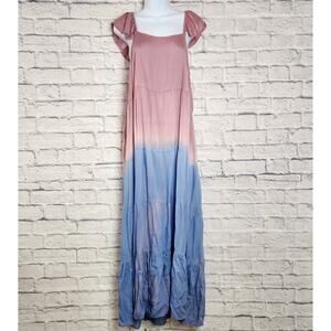 NWT Raviya Womens Size Medium Tiered Maxi Dress Swimsuit Cover-Up Mauve Ombre